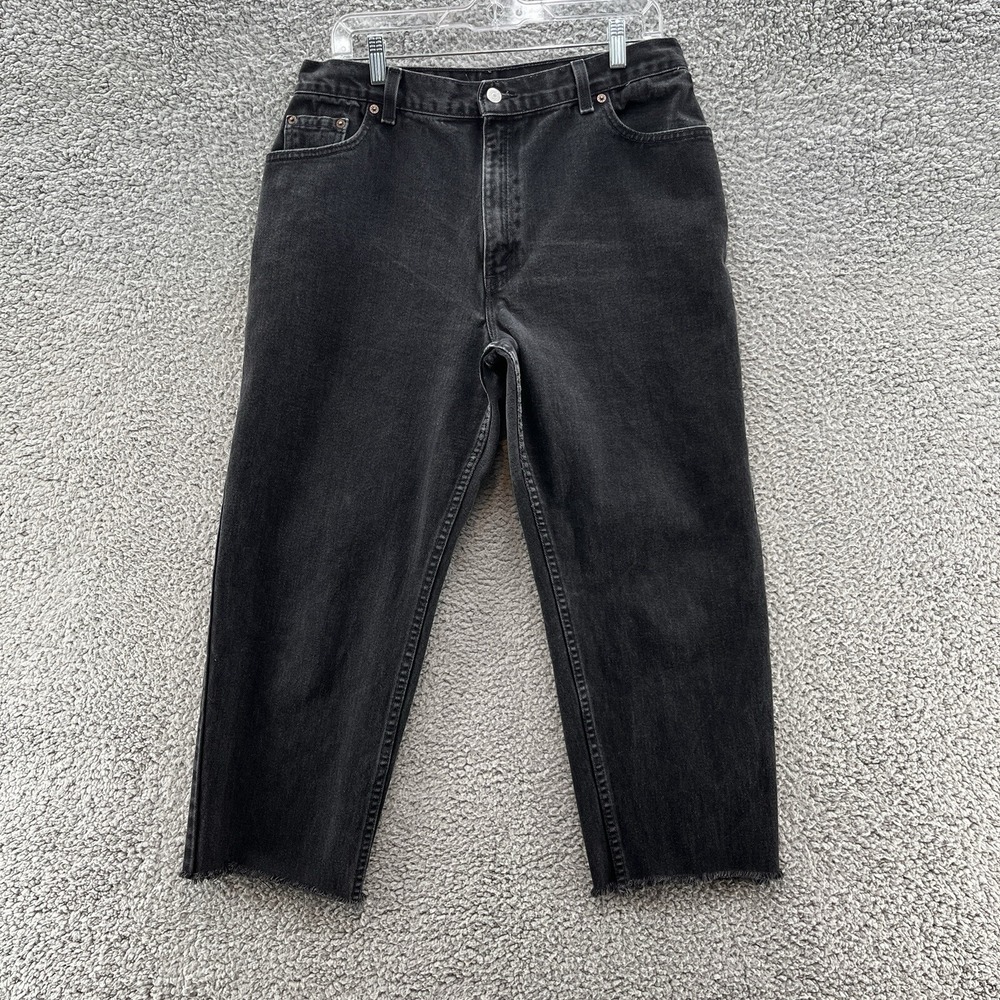 VTG 90s Levis 550 Jeans Women 16 MIS 32X24 Black Cut Off Crop‎ Relaxed Taper USA